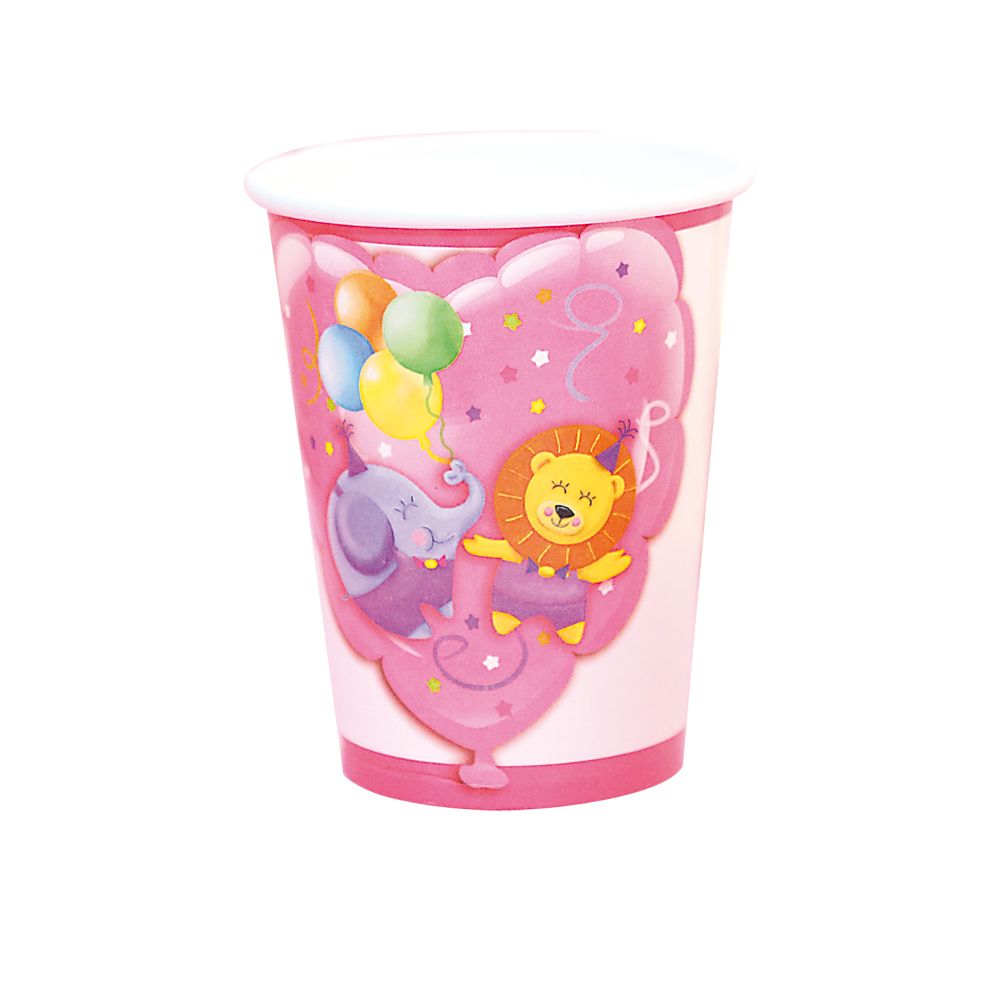 Bicchieri in cartoncino coordinato tavola decorazioni Festa 1 Primo  Compleanno Bimba Baby Girl Rosa – partyeballoon