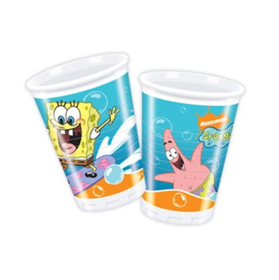 Bicchieri di plastica coordinato tavola per festa a tema Spongebob Surfing