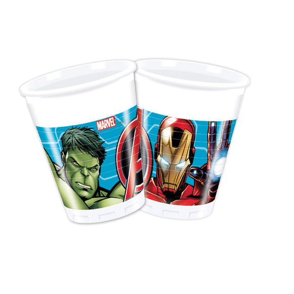 Bicchieri in plastica coordinato tavola addobbi festa Avengers Supereroi ml 200 conf da 8 pezzi