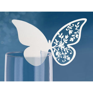 Segnaposto di carta con farfalla bicchiere per matrimonio o comunione 