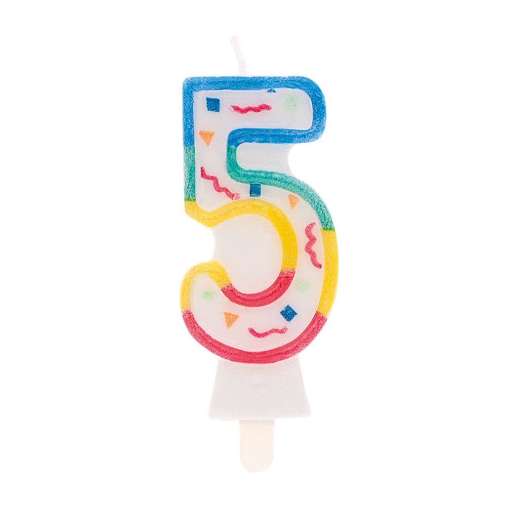 Candelina numero 5 multicolor per festa di compleanno – partyeballoon