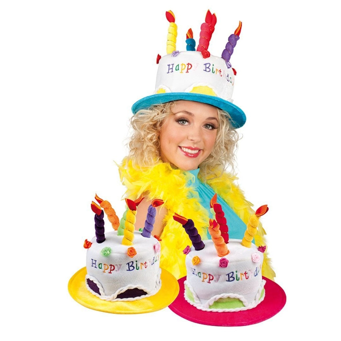 Cappello a forma di Torta con candeline Habby Birthday per