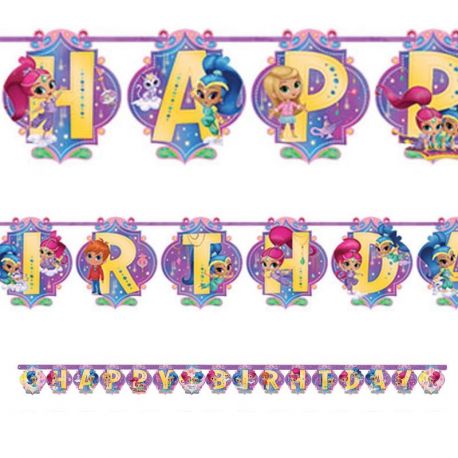 Festone Happy Birthday in cartoncino cm 180x15 per festa a tema Shimmer & Shine