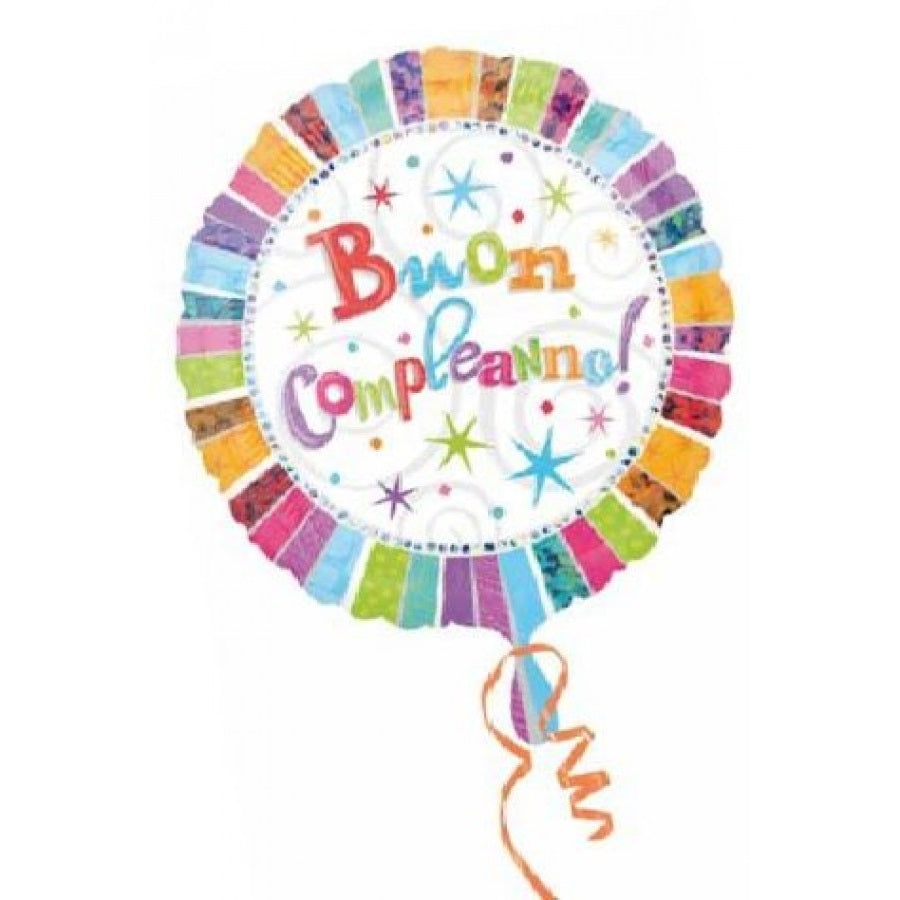 PALLONCINO TONDO IN FOIL PER FESTA DI COMPLEANNO STAMPA BUON COMPLEANN –  partyeballoon