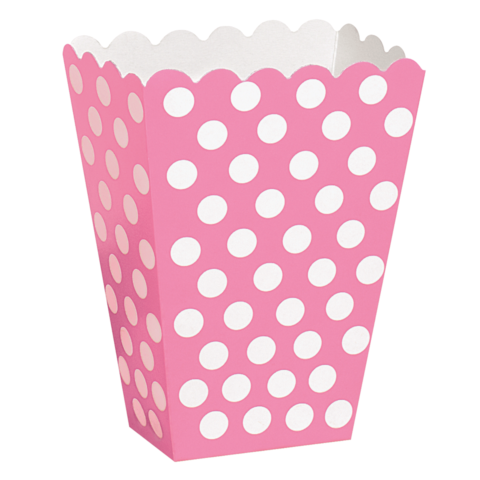 Scatole Popcorn Party Box rosa Pois Bianchi contenitore per