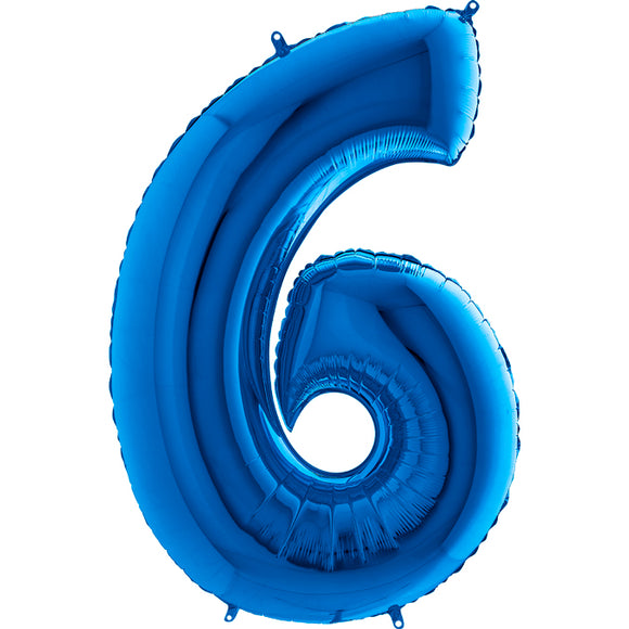 Numero 6 Blu in foil palloncino in alluminio mylar