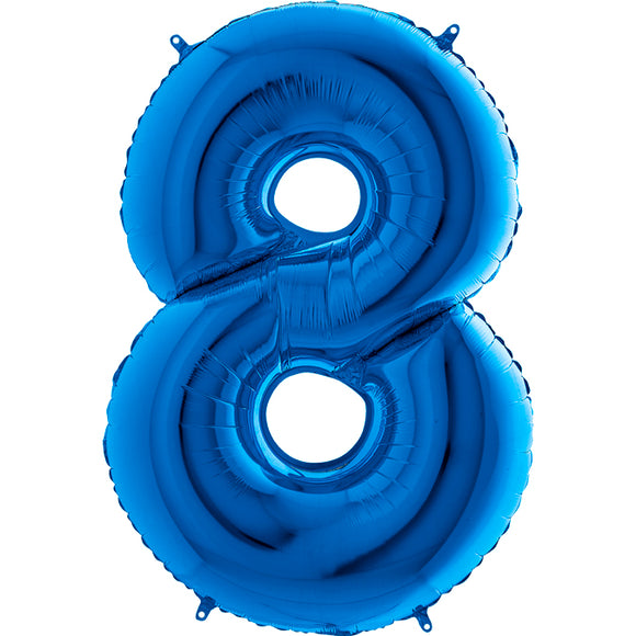 Numero 8 Blu in foil palloncino in alluminio mylar