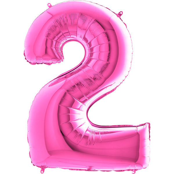 Palloncino Numero 2 fuxia in foil alluminio – partyeballoon