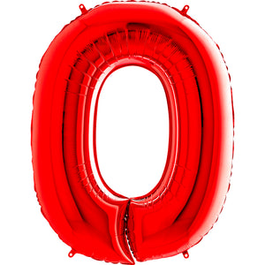 Numero 0 Rosso in foil palloncino in alluminio mylar