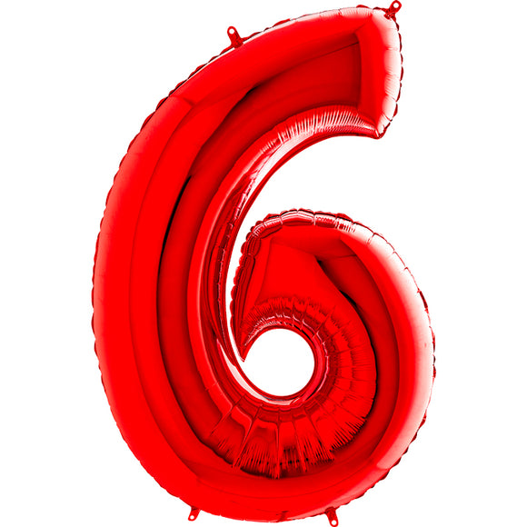 Numero 6 Rosso in foil palloncino in alluminio mylar