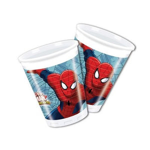 8 Bicchieri in plastica per Festa a tema Spiderman Uomo Ragno