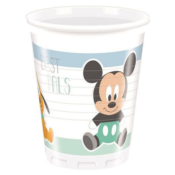 Bicchieri plastica coordianto tavola festa Mickey Infant conf 8 pz