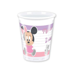 Bicchieri plastica coordianto tavola addobbi festa Minnie Infant conf 8 pz