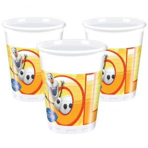 Bicchieri in plastica coordinato tavola addobbi festa Olaf ml 200 conf 8 pz