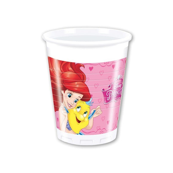 Bicchieri in plastica coordinato tavola addobbi festa Principesse Disney ml 200 conf 8 pz