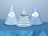 Cappellini in cartoncino per festa a tema Aeroplano Azzurro