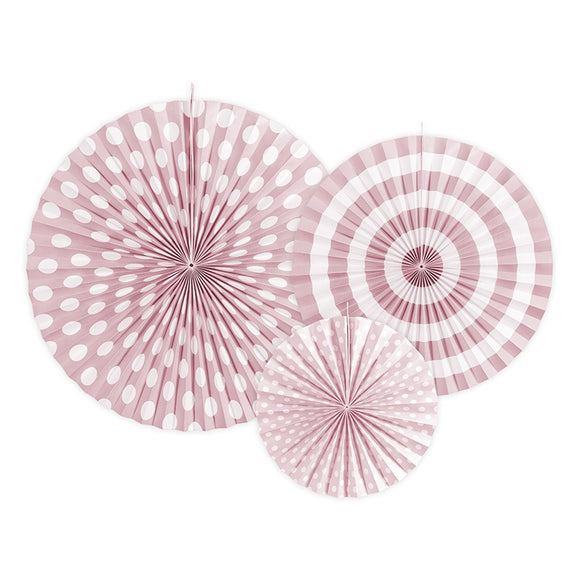 Set di 3 Rosette decorative in carta colore rosa e bianco