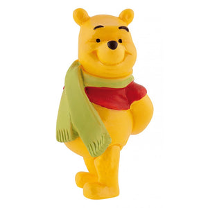 Riproduzione in miniatura del personaggio Winnie the Pooh con sciarpa Statuina da collezionare, in PVC dipinto a mano con pitture naturali