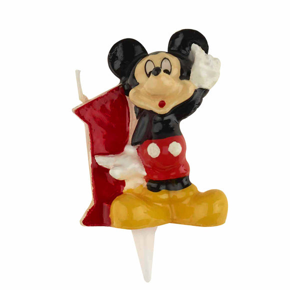 Candela decorativa primo compleanno Topolino Mickey Numero 1