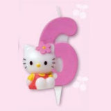 Candela Numero 6 per festa di compleanno a tema Hello Kitty 