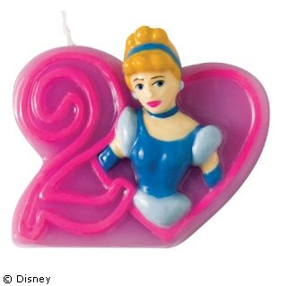 Candeline numero 2 per festa di compleanno a tema Principesse Disney