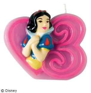 Candelina numero 3 per festa di compleanno a tema Principesse Disney 