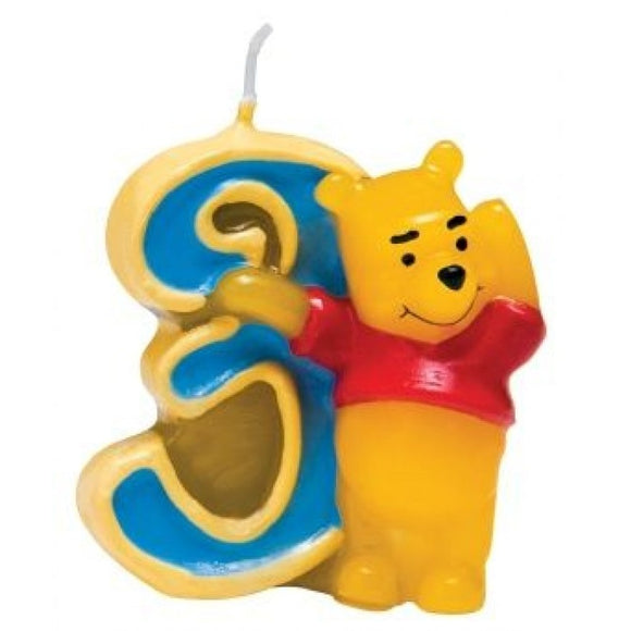 Candela per festa di compleanno numero 3 Winnie The pooh
