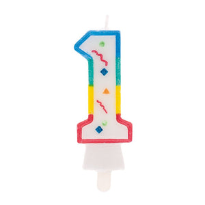 Candelina numero 1 multicolor per festa di compleanno