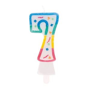 Candelina numero 7 multicolor per festa di compleanno