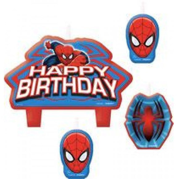 set di 4 candeline per festa di compleanno a tema Spiderman Uomo