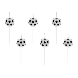 Candeline di compleanno a forma di palloni da calcio in colore bianco e nero
