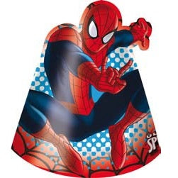 6 Cappellini in cartoncino per Festa a tema Spiderman - Uomo Ragno