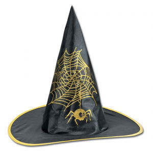 Cappello Strega con stampa Ragnatela in oro addobbi festa Halloween