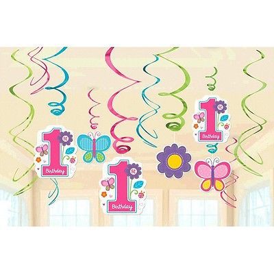 Piatti in cartoncino coordinato tavola decorazioni festa 1 Primo Compleanno  Bimba Baby Girl addobbi accessori – partyeballoon