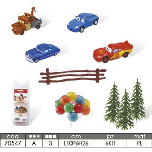 Kit per decorazione torta in plastica Festa Cars
