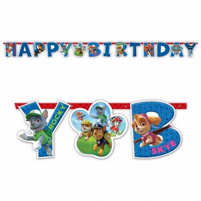 Festone lettere Happy Birthday decorazioni addobbi festa Paw Patrol