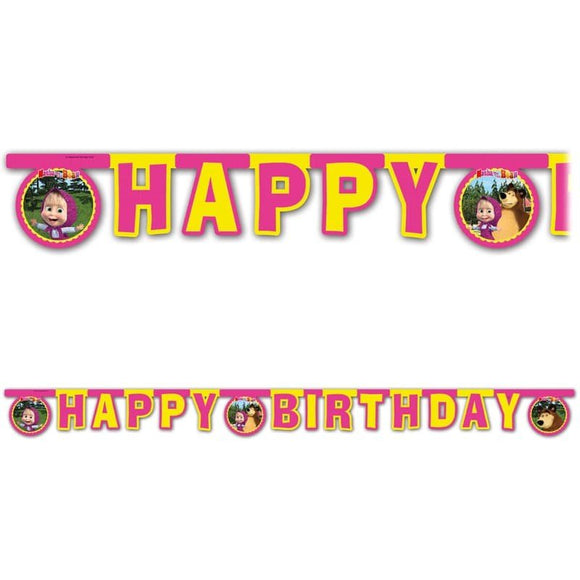 Festone lettere Happy Birthday decorazioni festa Masha e Orso
