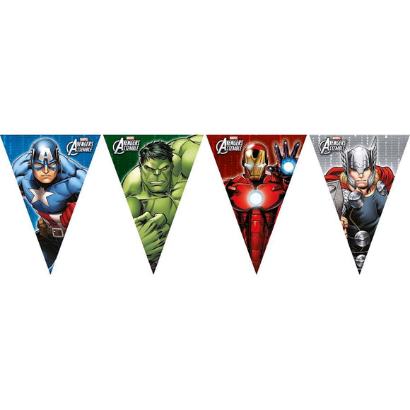 Festone bandierine plastica decorazione festa a tema Avengers Supereroi
