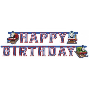 Festone Happy Birthday in cartoncino decorazione per festa a tema Trenino Thomas