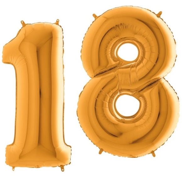 Palloncini Numero 18 in alluminio foil oro – partyeballoon