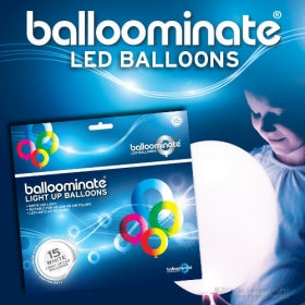 Palloncini Luminosi Illooms Colore Bianco Confezioni da 15 pz Palloni a LED bianco