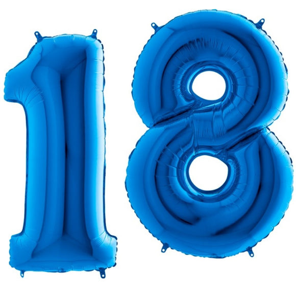 Palloncini Numero 18 in alluminio foil blu
