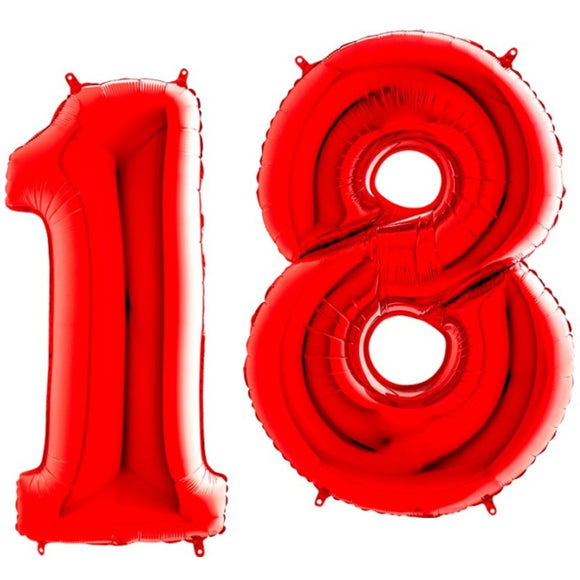 palloncini Numero 18 Rosso in foil per festa di compleanno