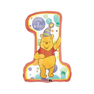 Palloncino in foil numero 1 con stampa Winnie The Pooh