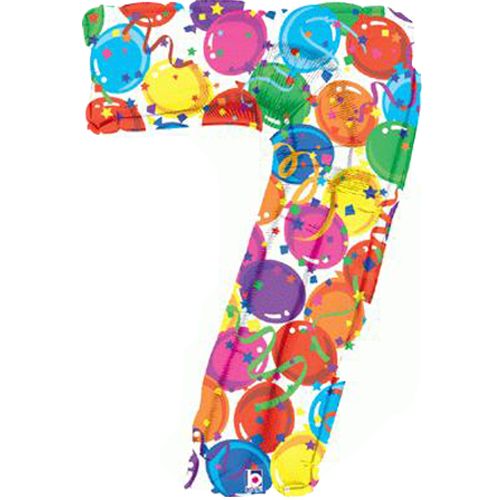 Numero 7 Multicolor in foil palloncino in alluminio mylar – partyeballoon