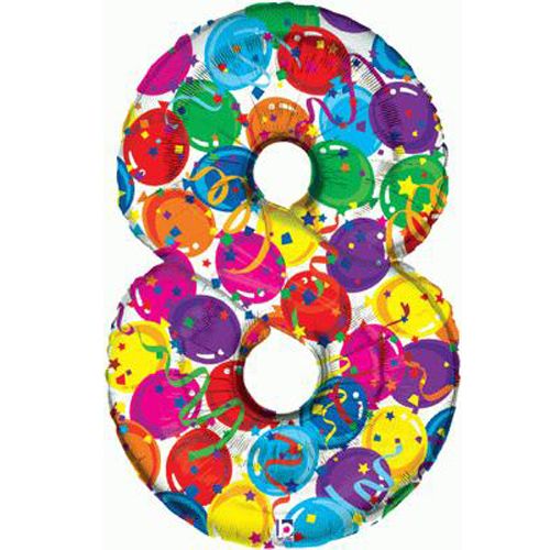 Numero 8 Multicolor in foil palloncino in alluminio mylar