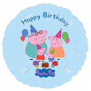 Palloncino foil tondo decorazioni per festa a tema Peppa Pig Happy Birthday