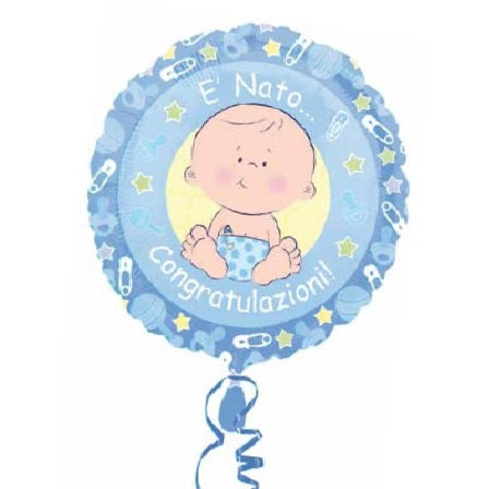 Palloncino foil nascita bimbo è nato congratulazioni azzurro