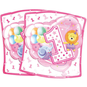 Piatti in cartoncino coordinato tavola decorazioni festa 1 Primo Compleanno Bimba Baby Girl addobbi accessori