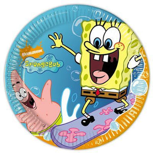 Piattini in cartoncino coordinato tavola per festa a tema Spongebob Surfing